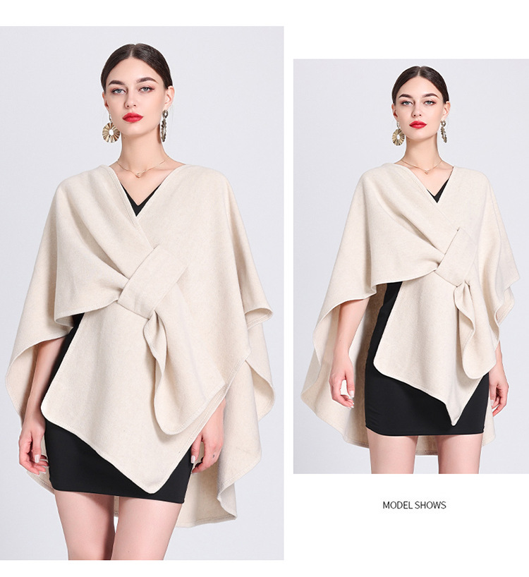 Fashion cape cape with cape outside large size knitted cardigan loose coat women_voghion.com