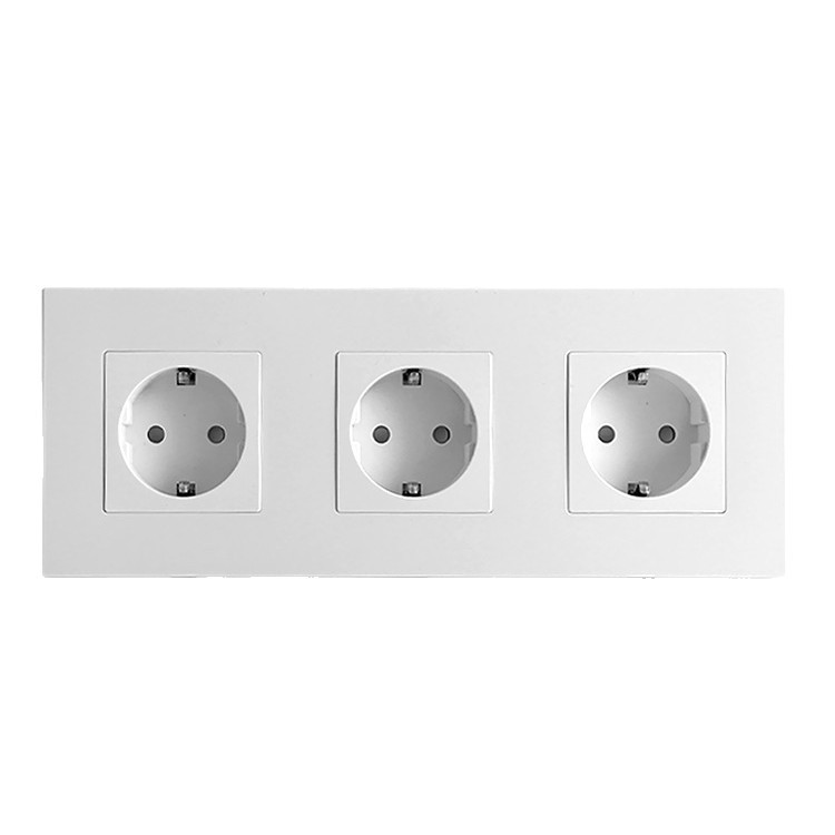 3-pin European-style German-style Socket With Grounding, Russian Socket, ABS Plastic Panel, 250V16A_voghion.com