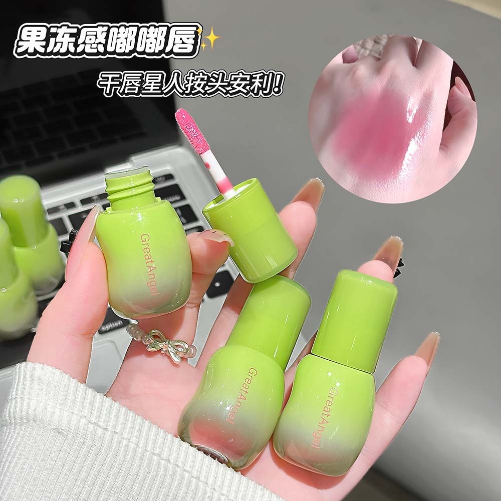 Greatangel Green Clear Lip Glaze Moisturizing Glossy Mirror Glass Lip Moisturizer Affordable Student Makeup