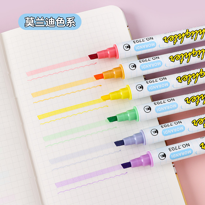 Polar dibujo color resaltador de doble cabeza marcado pluma estudiantes utilizan lectura clave para hacer notas Morandi marcado pluma