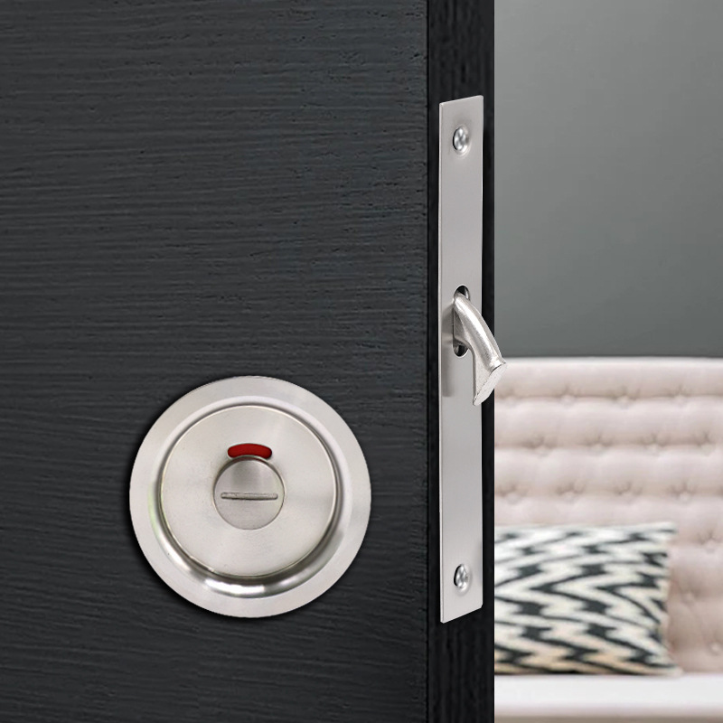 Cerradura de puerta de empuje de acero inoxidable personalizada cerradura de puerta invisible redonda perilla oculta cerradura de puerta corredera canal integrado cerradura de puerta oscura