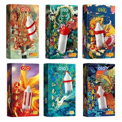 OLO Guochao 001 condom vitality pack ultra-thin air sleeve thread passion pack condom special-shaped soft thorn condom