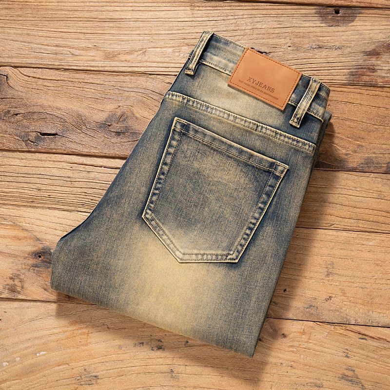 2026 Spring and Summer Men's Jeans High-End Trendy Brand Slim Straight Retro Blue Fashion Versatile Casual Long Pants 2026 Spring and Summer Men's Jeans High-End Trendy Brand Slim Straight Retro Blue Fashion Versatile Casual Long Pants