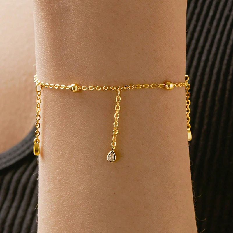 925 Silver Minimalist Personality Artificial Zircon Tassel Pendant Bracelet Best Gift for Mother Friends