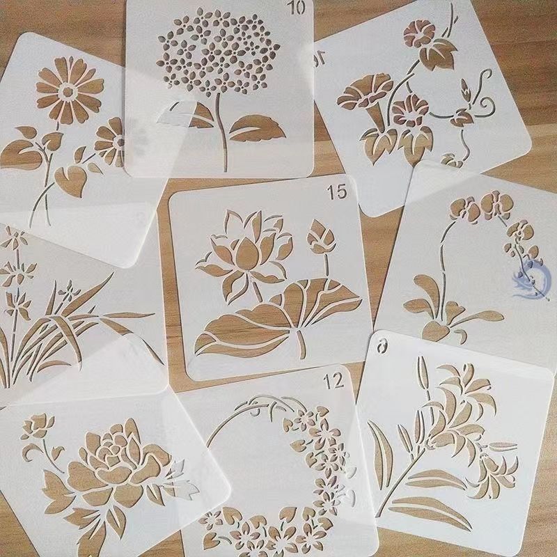 国境を越えたアマゾンの花新しいスプレー型中空絵画テンプレート手描きスプレー塗装花と草のパターン動物|undefined