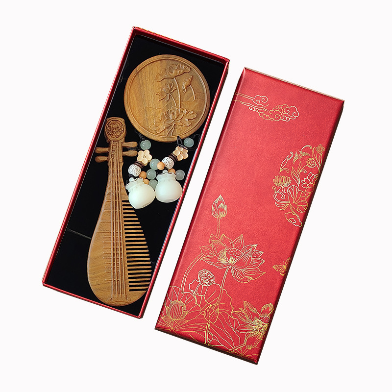 教师节生日礼物中国风特色送老外母亲檀木按摩梳子企业团购伴手礼|undefined