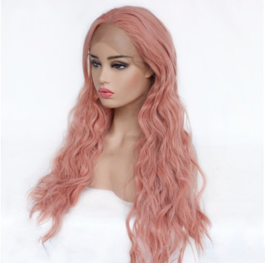 Exportaciones de comercio exterior Pelucas de fibra química antes de encaje maíz permanente pelucas de pelo largo y rizado fabricantes de sombreros al por mayor LW0163