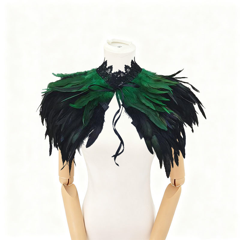 Challas de plumas, capa de lucha libre, baile de baile, chaleco de plumas, cuello falso, bib, capa de plumas gruesas, amazonas