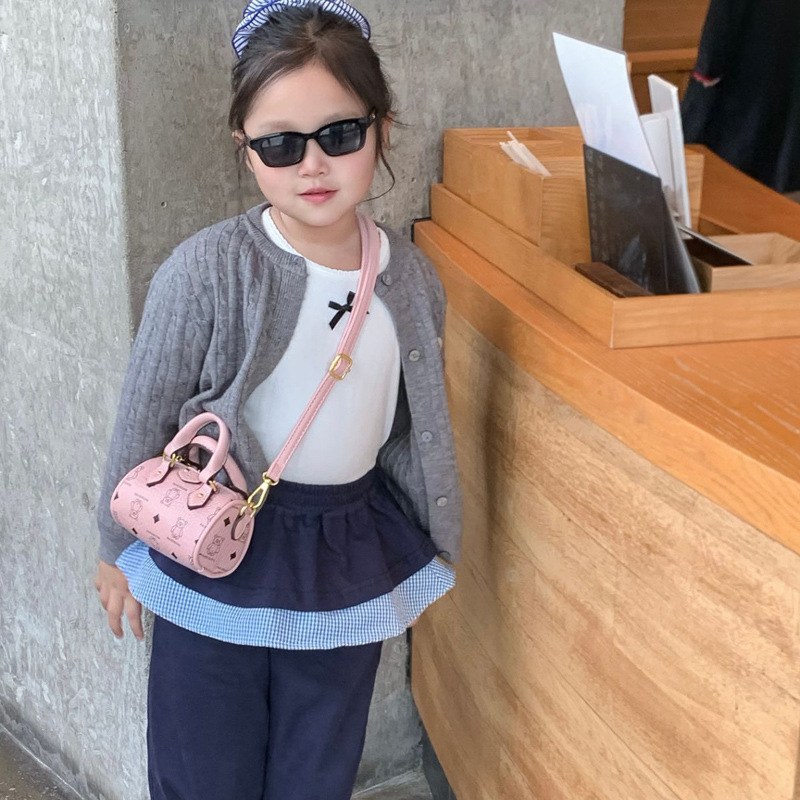Bear impresión bolso de hombro para niños y niñas estilo coreano extranjero mini bolso de almohada para niños nuevo patrón de leopardo bolso para niños