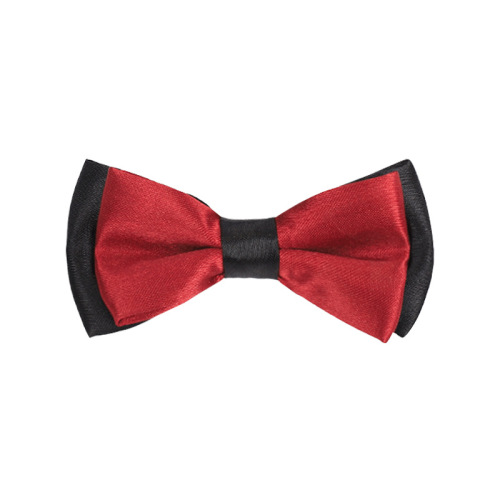 Fashionable and popular Korean style bow tie, trendy corner bow tie, wedding polyester silk bow tie, two-color double layer bow tie, dropshipping
