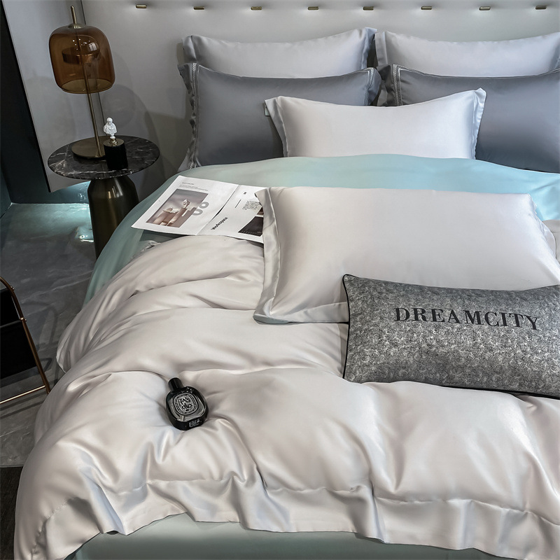 Verano 100% Tensi Juego de cuatro piezas Ropa de cama de verano de lujo ligero Funda de edredón Ropa de cama de tres piezas Ropa de cama