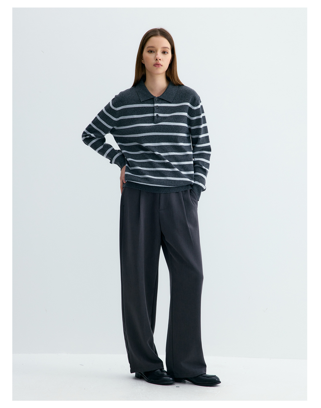 UNF Color-Block Striped 300g Polo Sweater