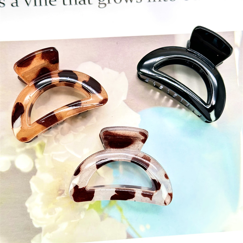 Gran francés retro leopardo Cruz clip de pelo de las nuevas mujeres elegante temperamento espalda Cabeza horquilla accesorios para el cabello