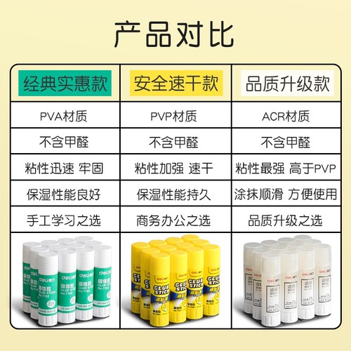 Deli glue stick high viscosity glue financial children kindergarten handmade strong student large capacity solid glue wholesale
