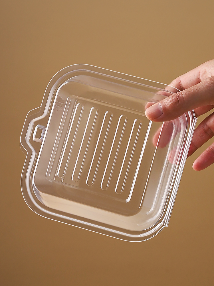 Caja de bento, caja de embalaje de pastel de mousse, caja de embalaje de hamburguesas transparente desechable