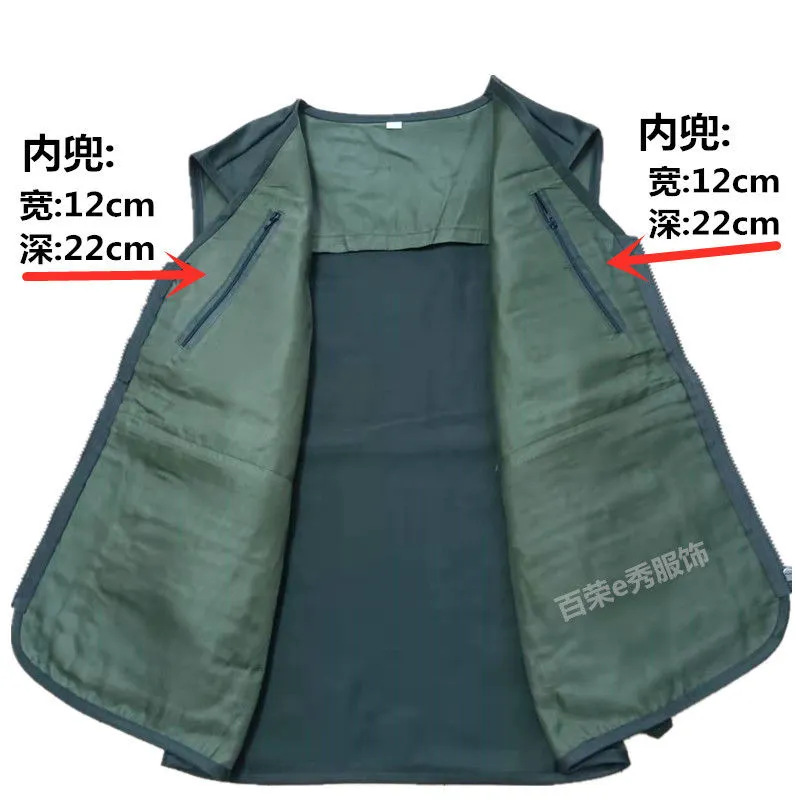 Primavera y otoño Four Seasons chaleco Chaleco de los hombres de mediana edad y ancianos papá al por mayor de los hombres multi-Bolsillo de ocio al aire libre Ejército Verde