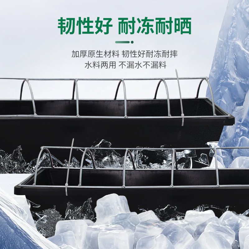 ranura de alimentación de pollo con marco de hierro inferior de tendón de buey, ranura de alimentación larga, ranura de agua de pollo de pollo anti-pisteo, ranura de alimentación alargada