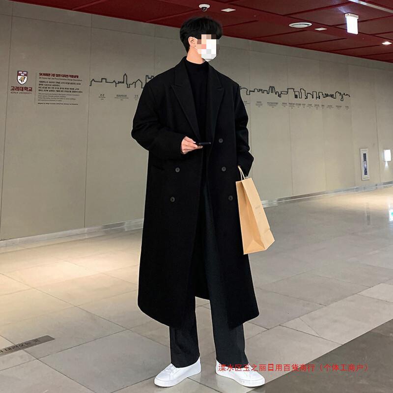 New Woolen Coat Men's Mid-length Knee-length Cashmere Woolen Double-sided Wool Coat Winter Korean Style Coat
