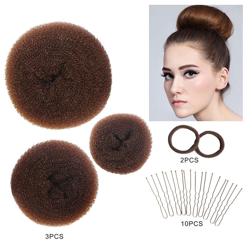 Amazonベストセラー日本と韓国のヘアアクセサリードーナツU字型クリップ高弾性ゴムバンドヘアアクセサリーセットボールヘアセット|undefined