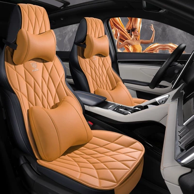 Four Seasons Pad – Car Seat Cushion, Cross-Border Wholesale - amber-yellow-three-small-pieces