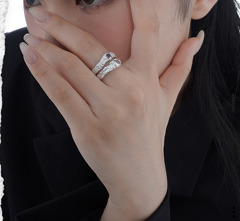 Fashion Geometric Sterling Silver Plating Horse Eye Stone Open Ring 1 Piece