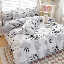 ins风床上四件套简约磨毛床单学生宿舍被套床品三件套被罩2米家用