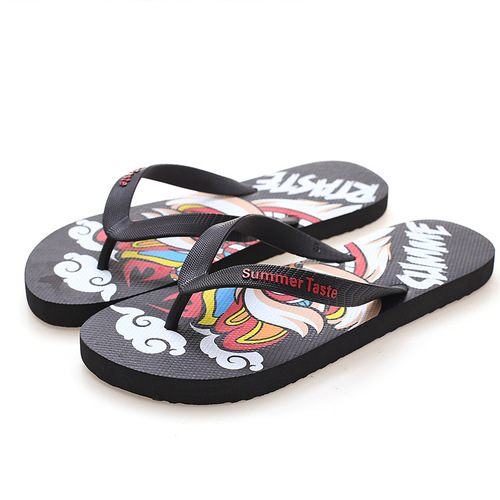 Flip-flops for men, non-slip summer national fashion slippers for outer wear, soft-soled flip-flops, swimming soft-soled waterproof beach shoes