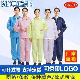 无尘服翻领分体服工厂静电衣工作服男女食品厂涤纶布多色可选