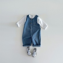 春秋款儿童牛仔连体裤男女宝宝休闲背带牛仔裤婴童外穿背心连体裤