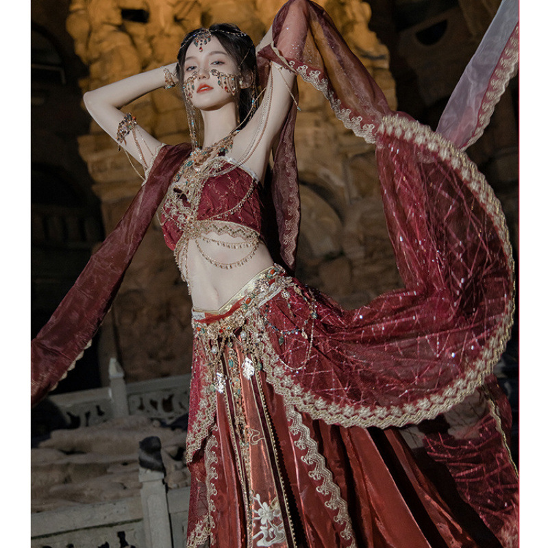 레드 프린세스 [베일 + 튜브탑 + 스커트 + 거즈 스커트]