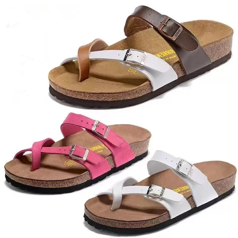 2024 German Birkenstock 805 Set-Toe Cork Retro Genuine Leather Beach Slippers Birkenstock Open-Toe Outer Wear Sandals for Women