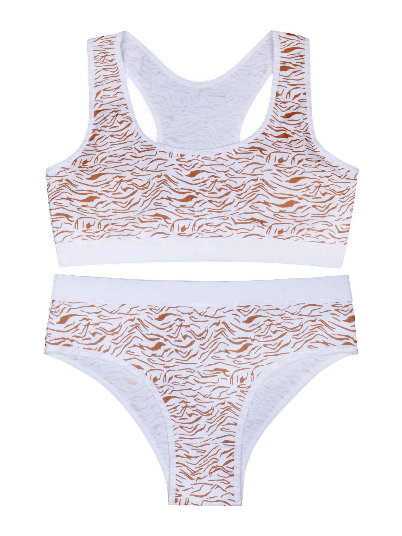 Ropa interior deportiva para niñas, traje de sujetador de chaleco, patrón de cebra, copa fija, ropa interior anticonvexa femenina de una etapa