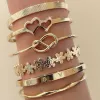 6 pieces of hollow hearts - gold