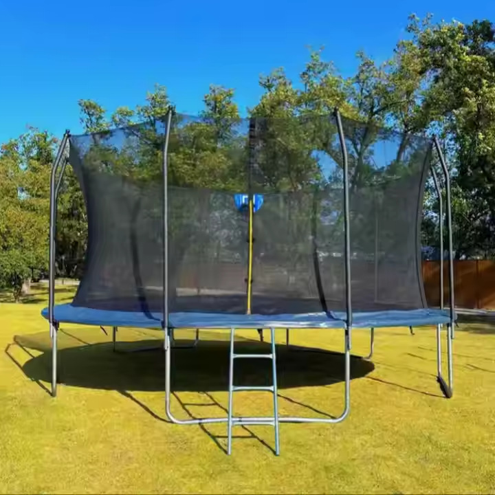 Zhongxuan 7-Shaped Trampoline with Safety Net Suitable for Adult Aerobic Exercise Fitness Trampoline