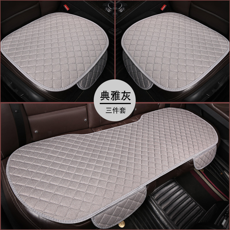Single/3-Piece Set, Universal Seat cushion, seat cover - lnh-square-linen-elegant-grey-3-piece-set