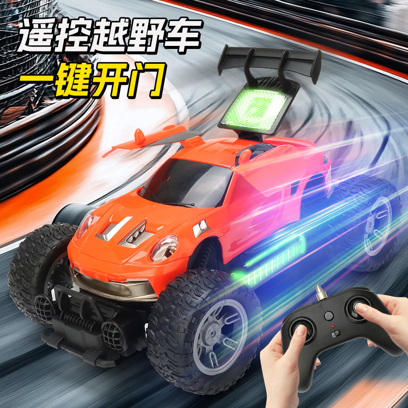 Vehículo todoterreno de control remoto para niños transfronterizos, luces brillantes, apertura de puerta con un botón, coche de control remoto con tracción en las cuatro ruedas, coche de carreras, juguete para niños