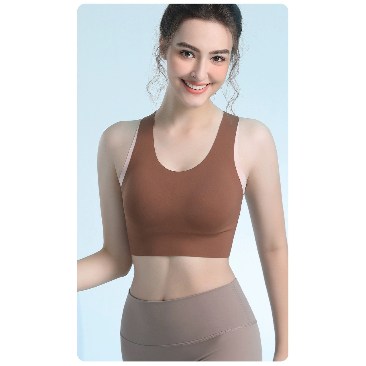 8167 Ropa interior deportiva de espalda hermosa desnuda, copa fija para mujer, chaleco de fitness de yoga Pilates, todo en uno, se puede usar afuera image 4