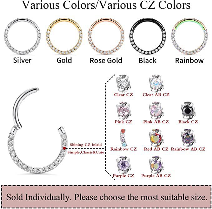 316L Stainless Steel Nose Ring Seamless Hoop for Women Gold Piercing Jewelry detail image 12