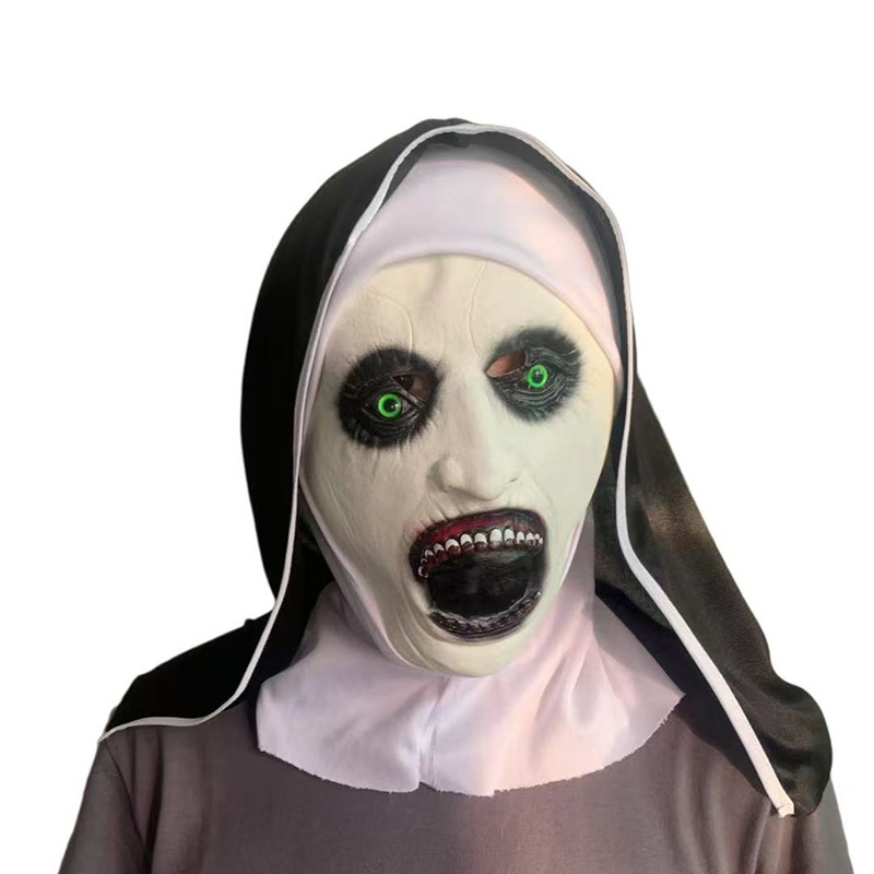 Transfronterizos Hot Conjuring 2 máscaras de monjas Halloween aterrador fantasía horror aterrador capuchón de látex monjas image 11