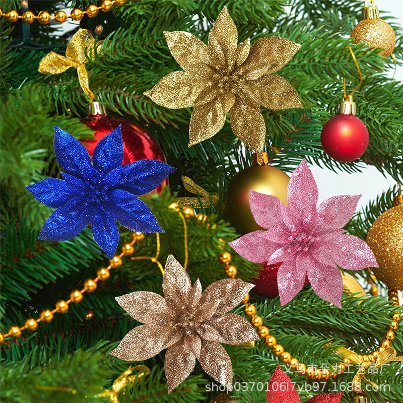 Gold powder solid Christmas flowers Christmas wreath accessories…