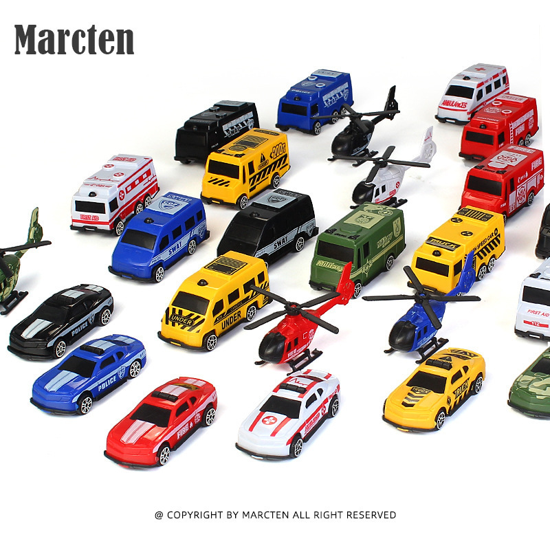 Sliding Car Model Kidsren's Plastic Toy Fire Engineering Vehicle Police Military Parking Lot Supporting Car