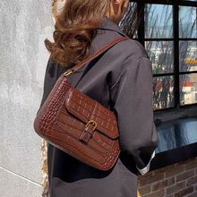 2025新款真皮包包鳄鱼纹斜挎包小众腋下包法棍单肩包百搭女包手提