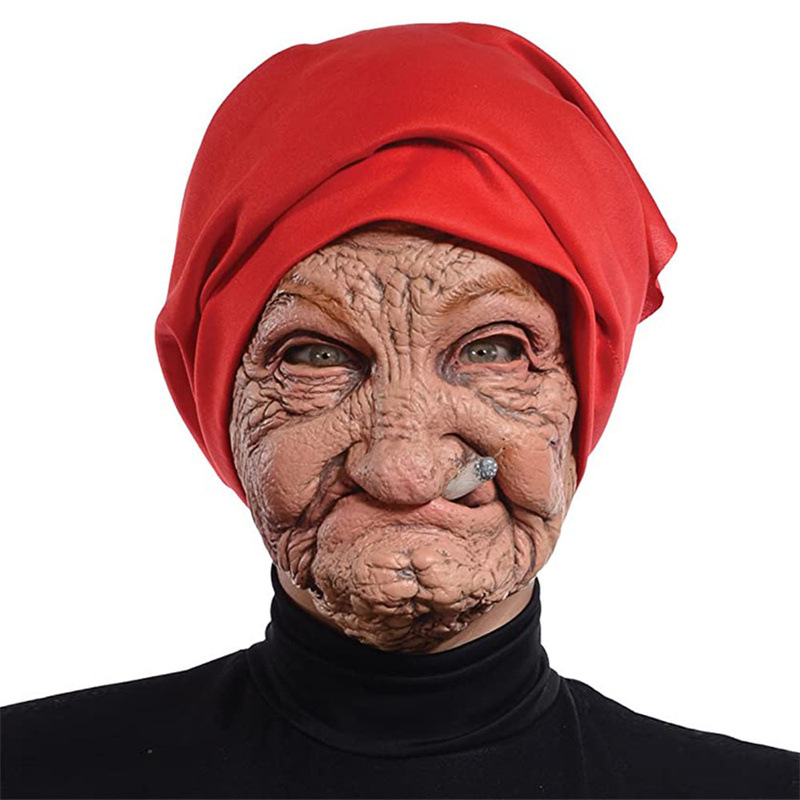 Transfronterizo de Halloween fumar abuela máscara de fiesta divertido máscara de arena talla de la personalidad accesorios de rendimiento