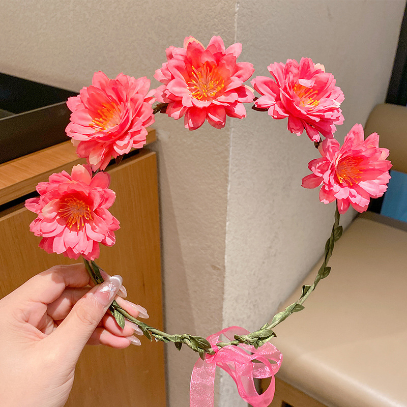 子供の頭飾りの花の子供の美しい花嫁の花輪の手の花の女の子のドレスは花の子供のアクセサリーの王女の頭の花を飾ります。|undefined