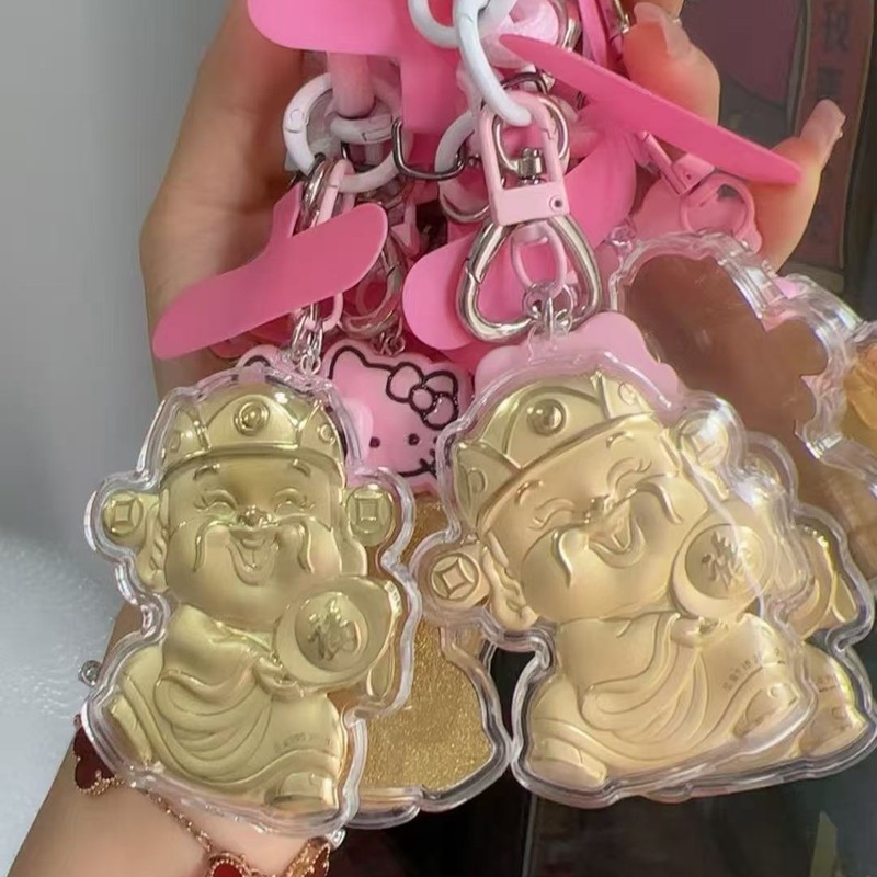 純金 999kt 猫ストラップキーホルダーかわいい漫画バッグペンダントハイエンド携帯電話リストバンド車のストラップチェーン|undefined
