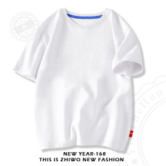 Factory supply children's clothing blank t-shirts pure cotton boys and girls round neck tops DIY short sleeve middle and small children's class wear cultural shirts