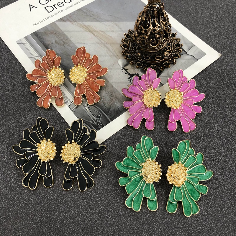 Drop Earrings Classification 1 Pair Retro Flower Alloy Enamel Women's Drop Earrings