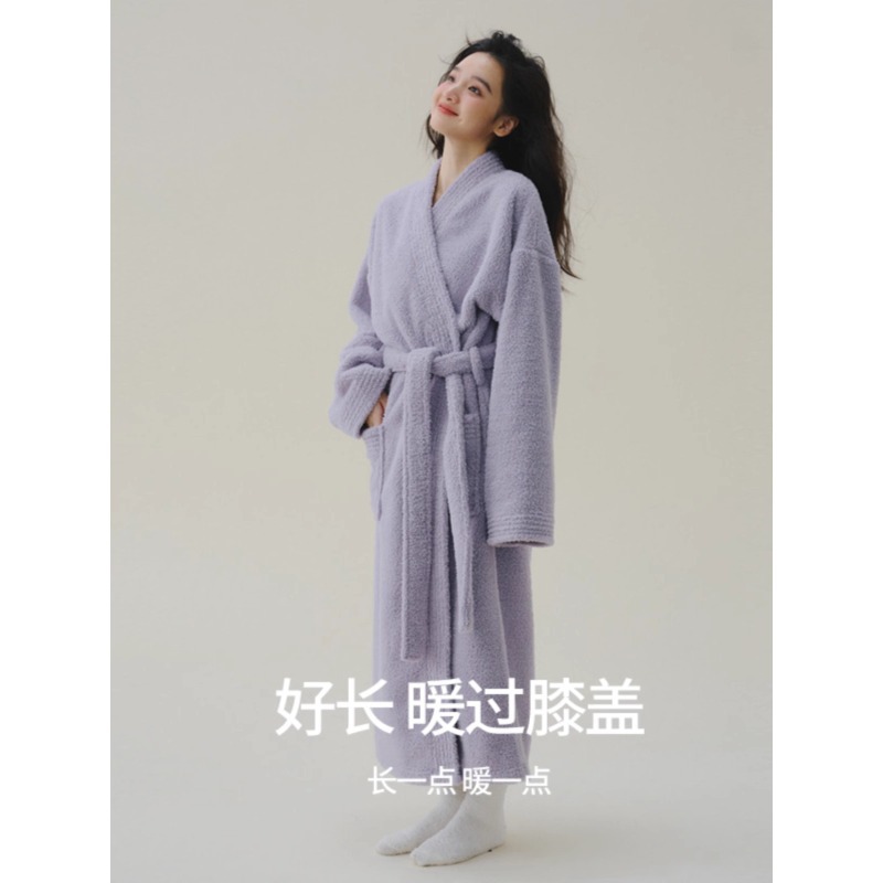 (2개) 목욕 가운 여성 커플 잠옷 두꺼운 긴 목욕 가운 목화 흡수성 잠옷 2024 년 가을과 겨울 남자의 새로운 스타일