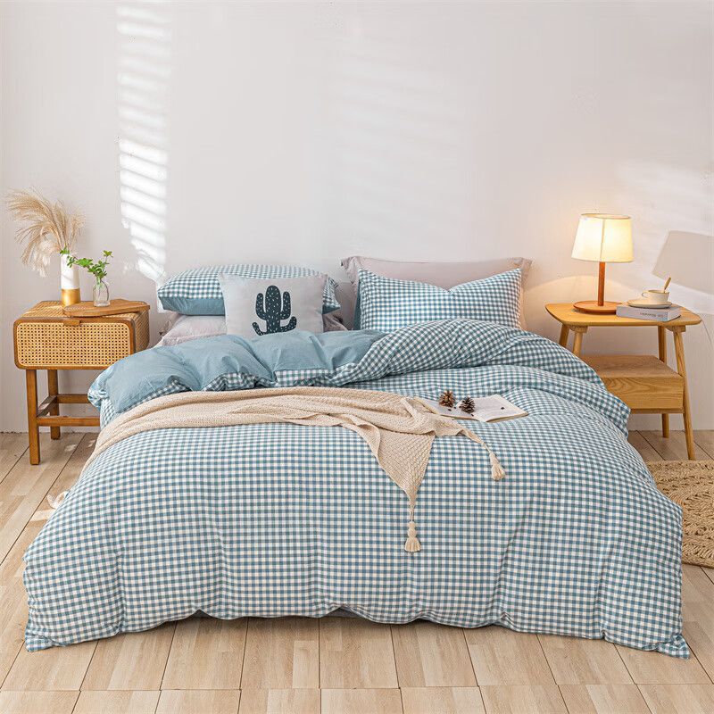 Cama de algodón lavado de algodón de clase A juego de cuatro piezas sábanas de edredón de algodón individual