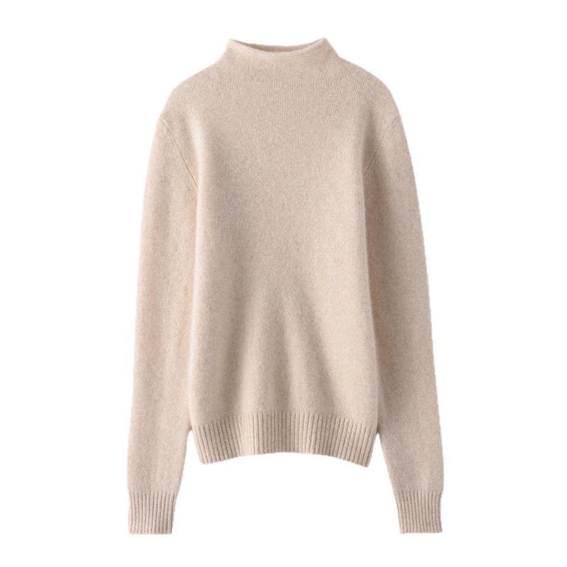 Cashmere base body-friendly classic keep warm sweater, high collar
